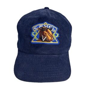 Joe Camel vintage navy blue corduroy embroidered adult adjustable Snap back cap